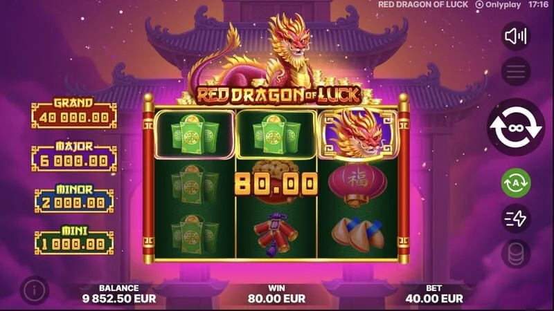 Red Dragon of Luck - изпадане на символи с номинални стойности в основната игра